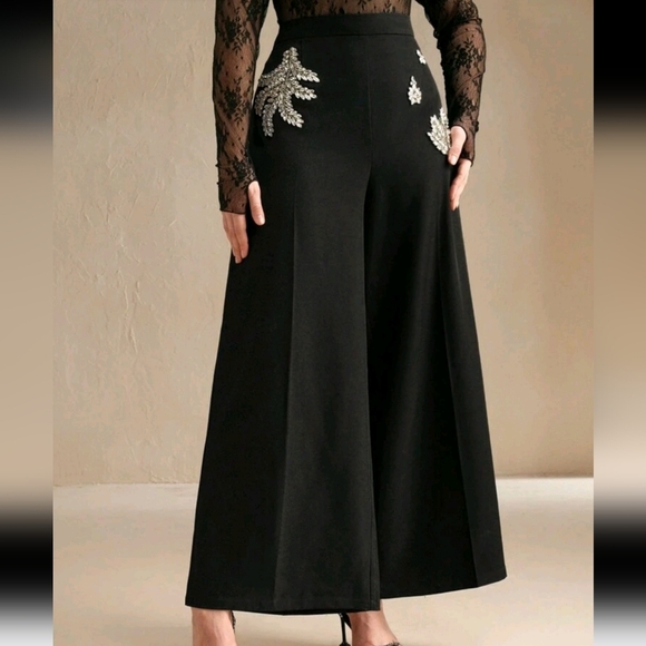 Elegant Rhinestone Embellished Formal Suit Pants - Picture 1 of 5